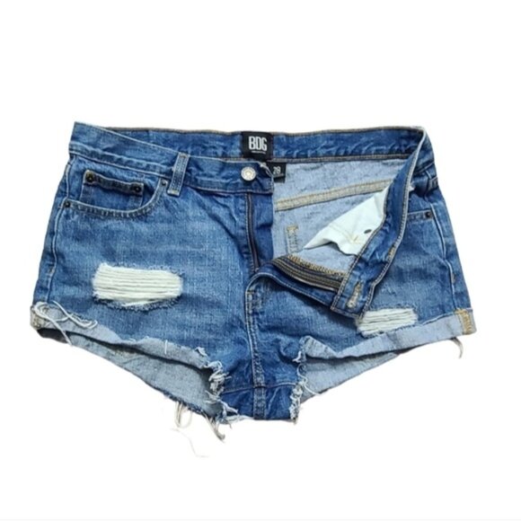 Bdg Blue Boyfriend Low-rise Distressed Jeans Shorts Women's Size 28 - Picture 6 of 10